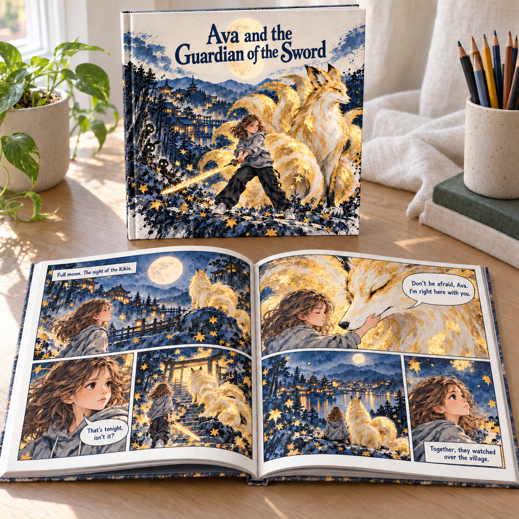Ava and the Guardian of the Sword: personalized comic book with the child's name on the cover